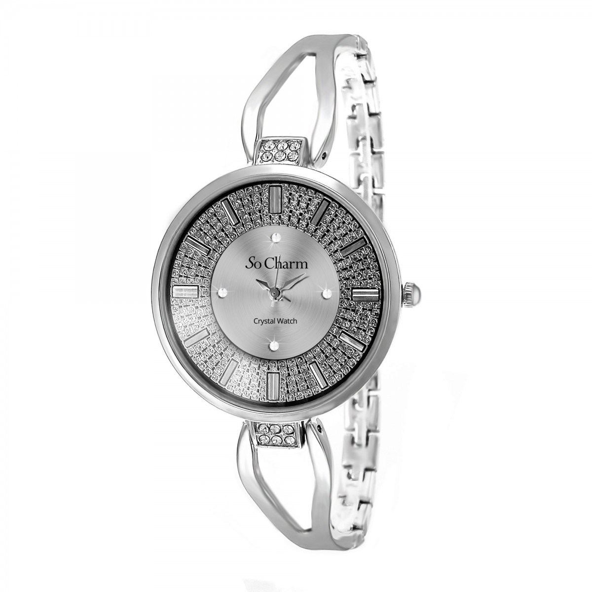 Montre argentée Emilie SC Crystal ornée de 16 Cristaux scintillants et son sautoir arbre de vie