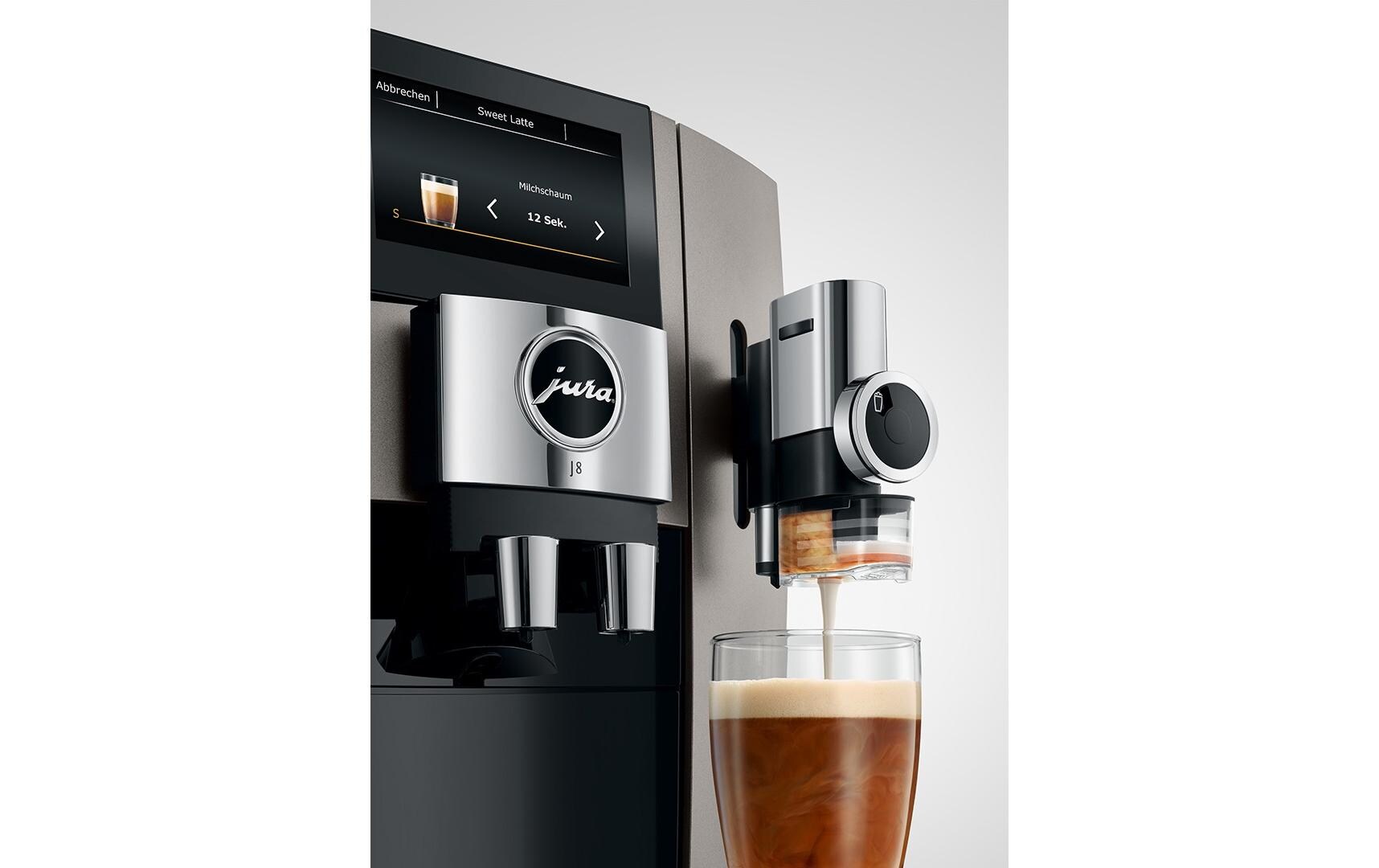 Kaffeevollautomat J8 Midnight Silver SA<br>Vollautomat für eine grosse Auswahl an Kaffee- und Milchspezialitäten