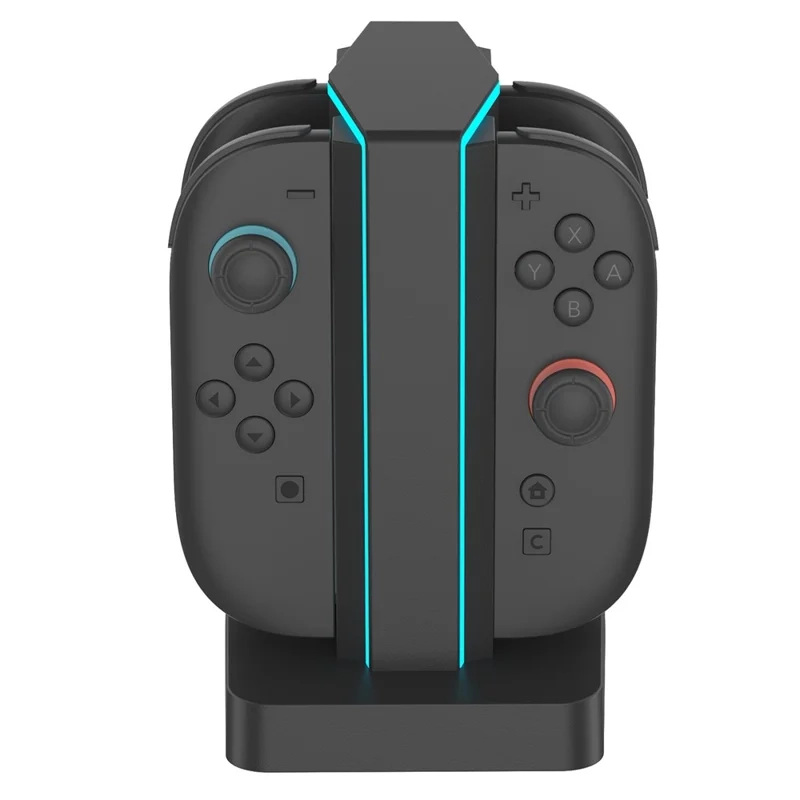 (4-fach) Ladestation Charging Dock für Nintendo Switch 2 Joy-Cons mit LED-Anzeige - Schwarz