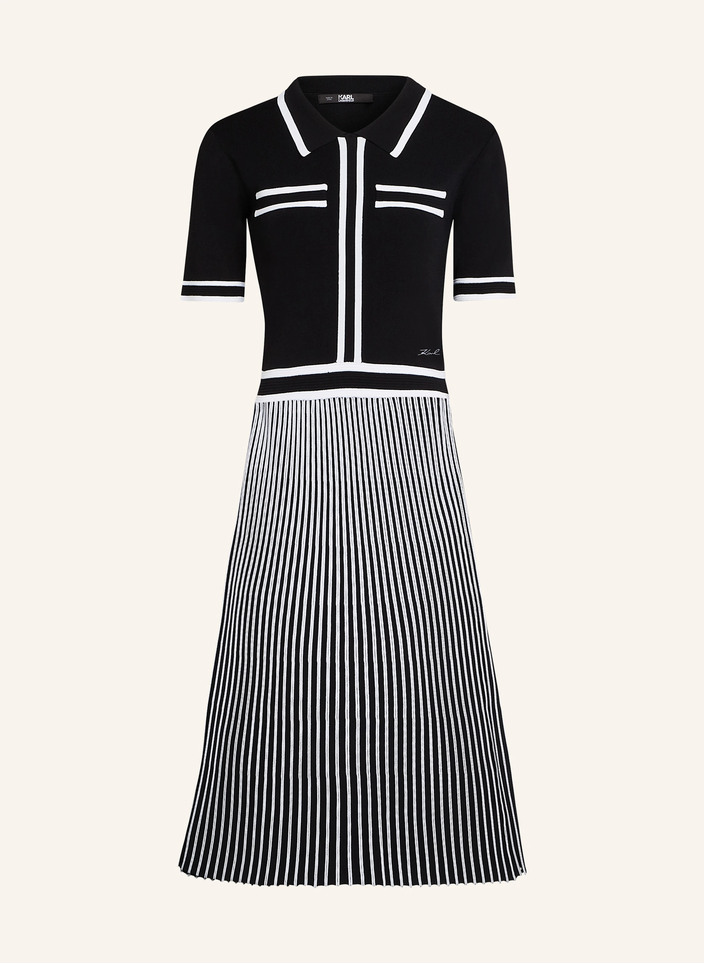 KARL LAGERFELD KARL ESSENTIAL PLISSIERTES STRICKKLEID