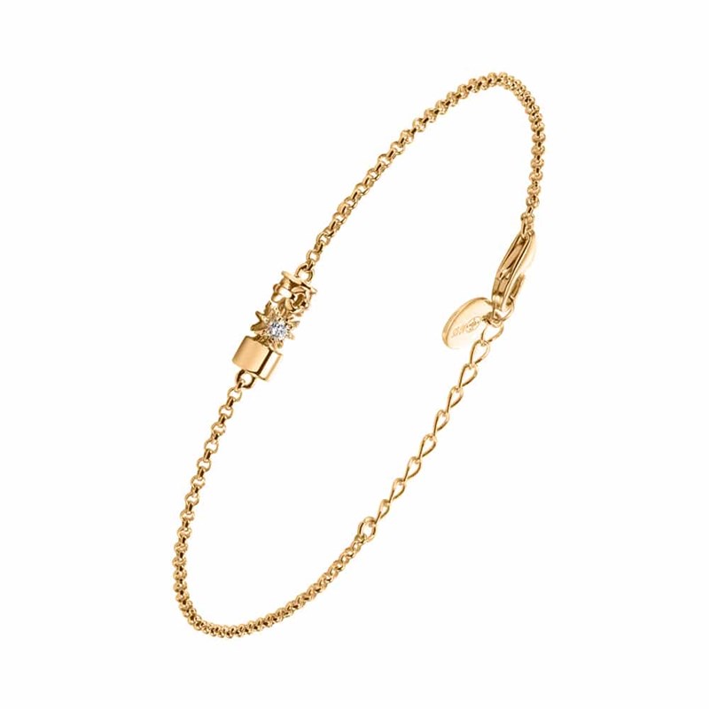 Bracelet  Argent Doré  étoile Sertie De Zirconiums Blanc