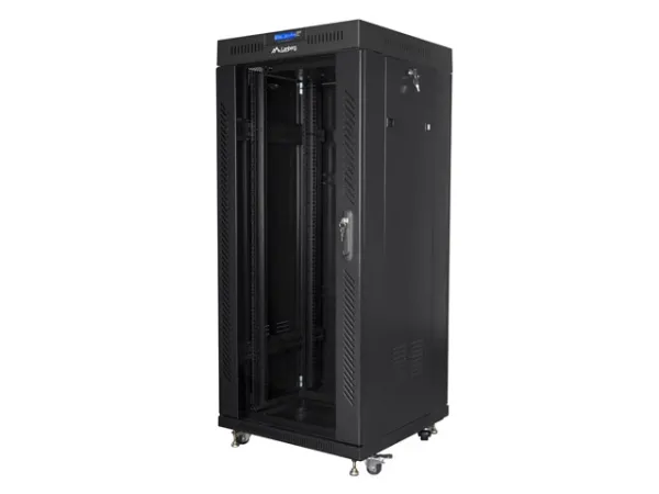 Lanberg - Rack kabinet - med 2 køleblæsere, display - sort, RAL 9004 - 27U - 19