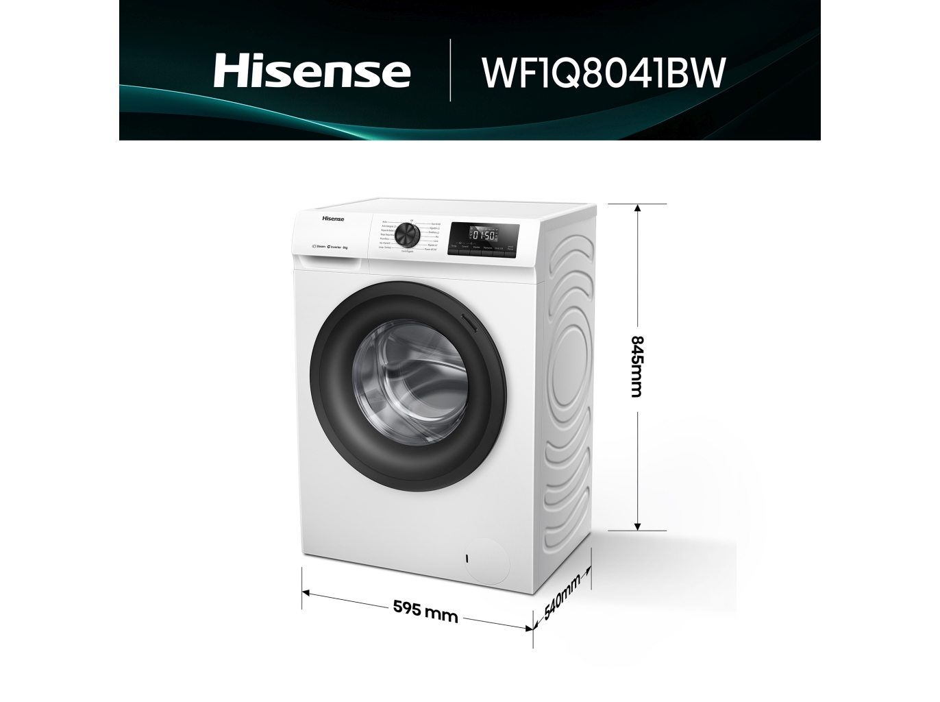 MÁQUINA LAVAR ROUPA HISENSE WF1Q8041BW - BRANCO A 8KG