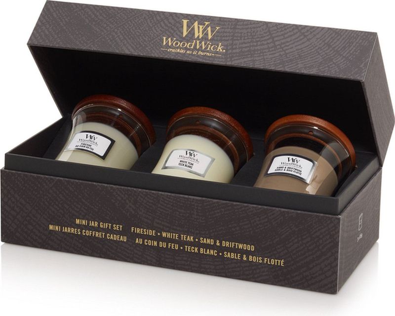 WoodWick Hourglass Geurkaars Deluxe Giftset - 3 Mini - Woody