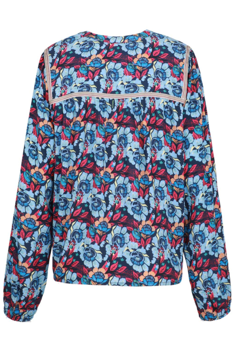 Fluresk blauwe dames blouse