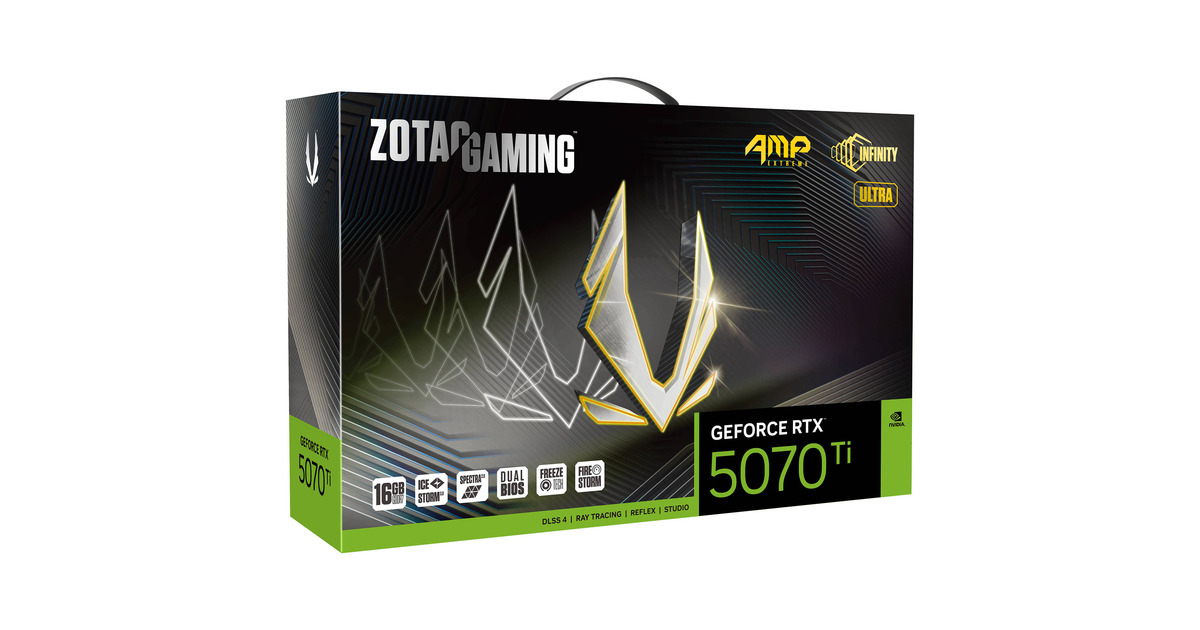 ZOTACGeForce RTX 5070 Ti AMP Extreme INFINITY ULTRA grafische kaart  (DLSS 4, 3x DisplayPort, 1x HDMI 2.1)