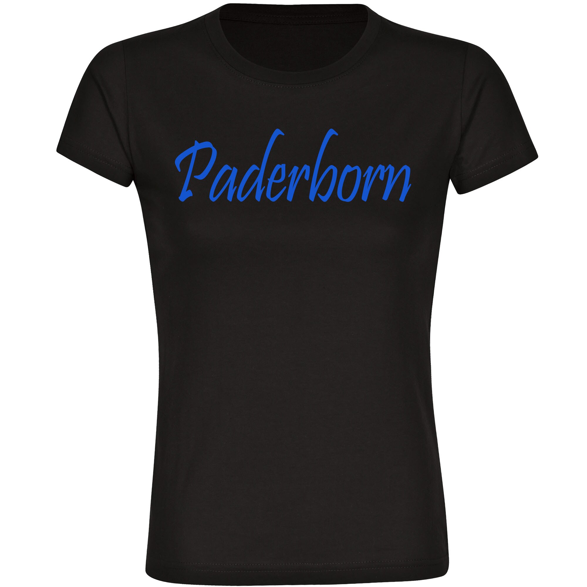 multifanshop® Damen T-Shirt - Paderborn - Schriftzug - Druck blau