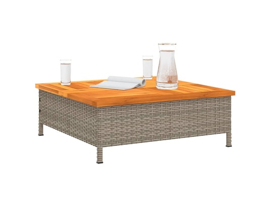 VIDAXL - Table basse Table de jardin gris 70x70x25 cm résine tressée et bois acac...