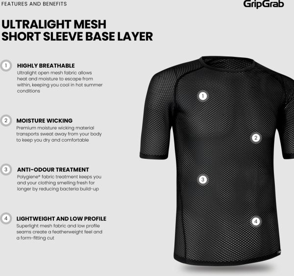 GripGrab Ultralight Mesh SS Baselayer, White