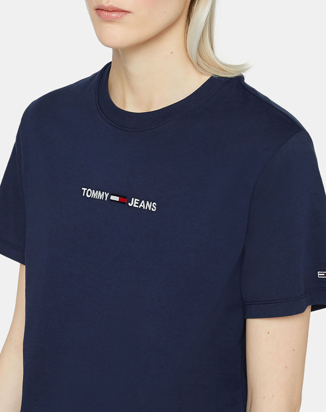 Tommy Jeans T-Shirt 100% Coton Bio linear logo bleu marine