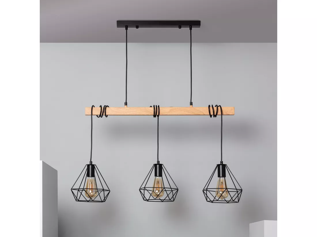 Suspension Métal Sardo 3 Spots Noir