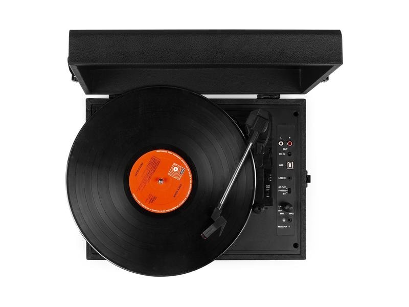Fenton Plattenspieler mit Bluetooth RP118B Schwarz Hochwertiger Plattenspieler im Kofferdesign