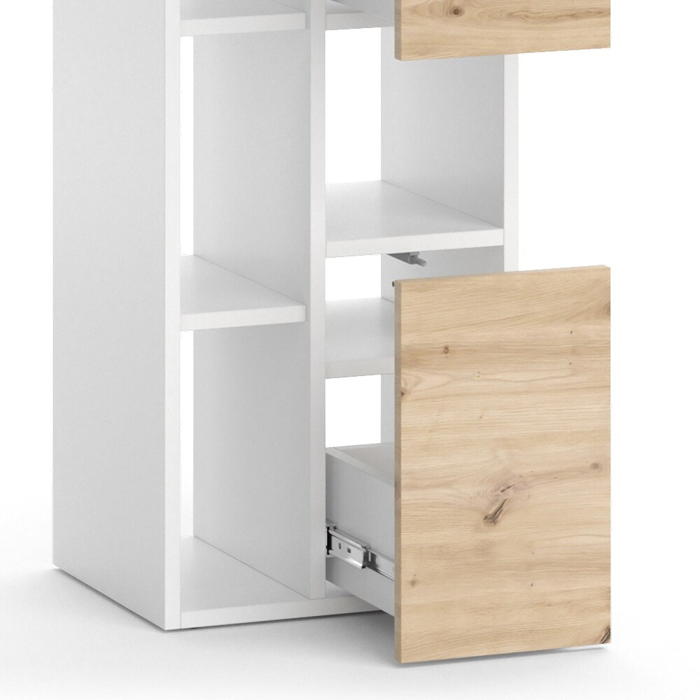 Vicco Hochschrank Alf 36 x 117 cm, Weiß Artisan Eiche, Badezimmer, Badschrank