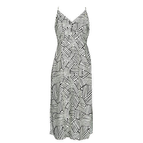 Superdry - VINTAGE MIDI HALTER SLIP DRESS Negro / Blanco
