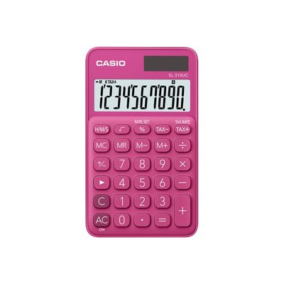 Calculatrice de poche Casio SL-310UC - 10 chiffres - alimentation batterie et solaire - rouge