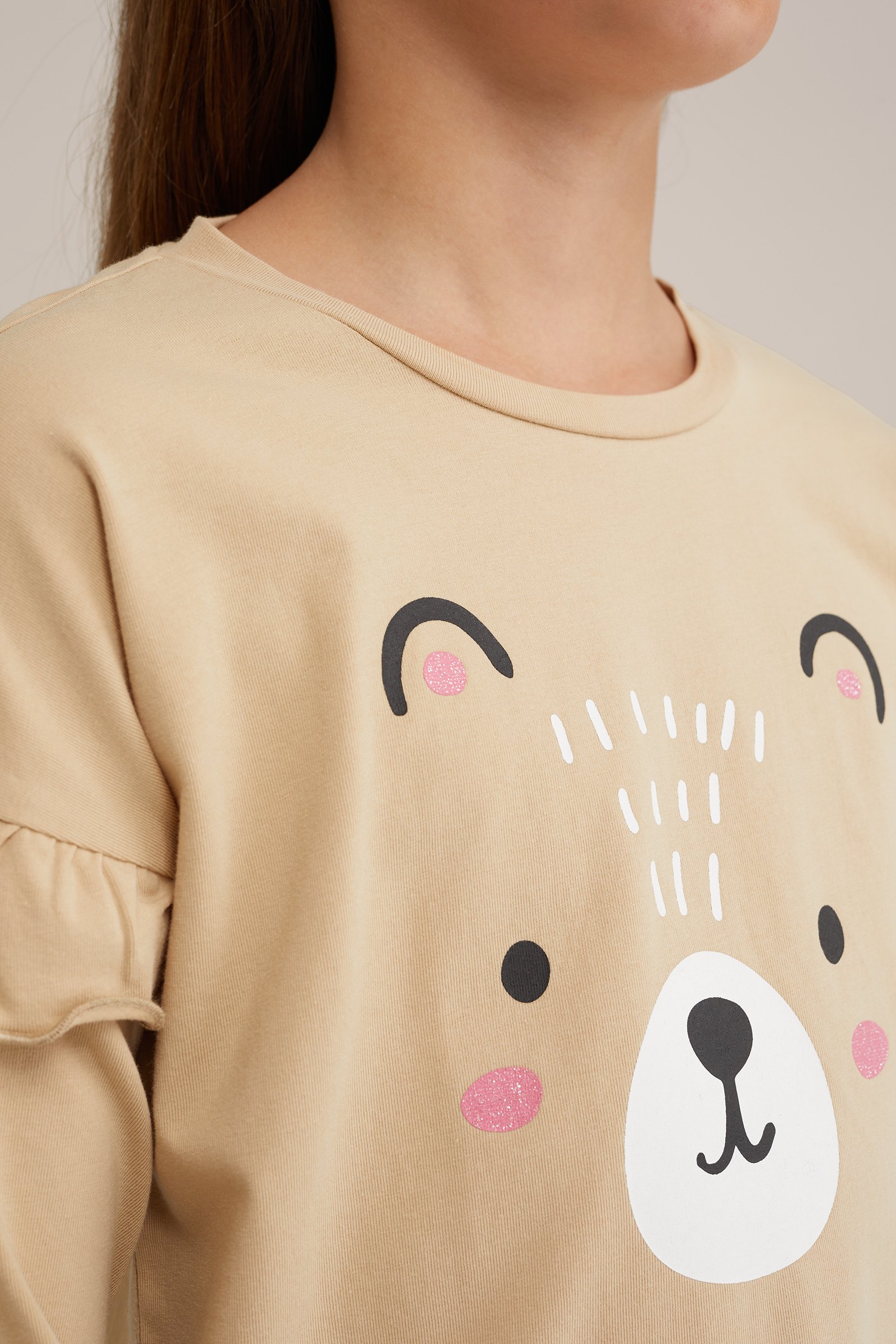 Meisjes pyjamaset met opdruk WE Fashion Beige