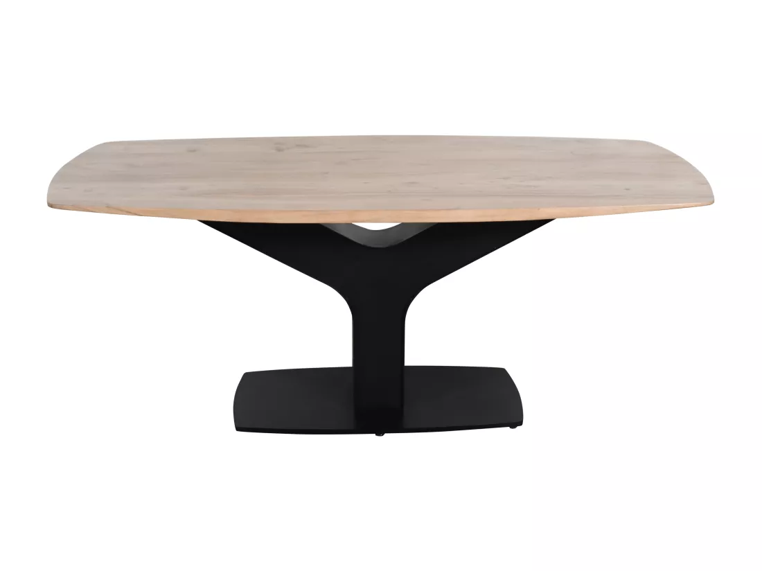 Table à manger 8 personnes en bois d'acacia et métal - Naturel et noir - MIRIONA