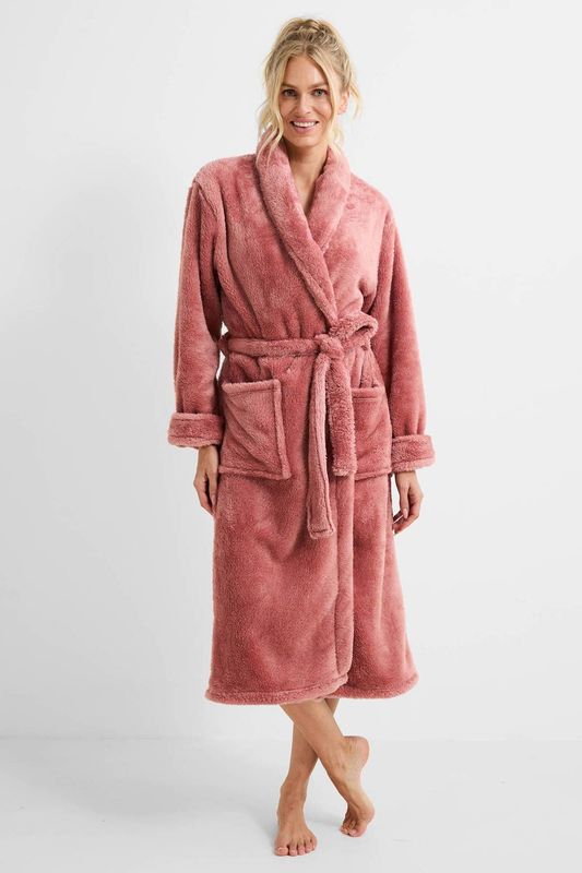 LingaDore - Badjas - Zalmroze - Teddy Fleece