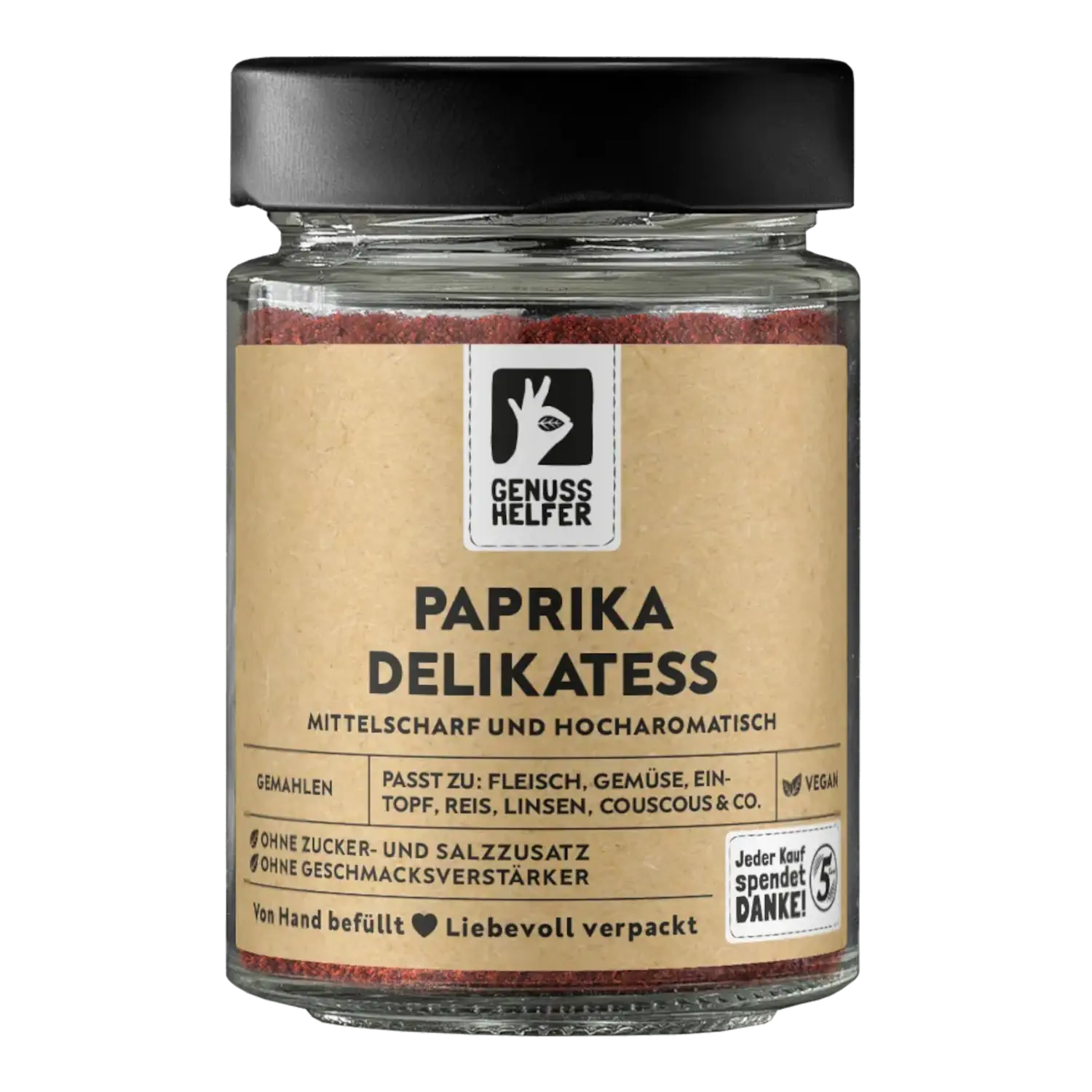 Paprika delikatess, gemahlen, im Glas