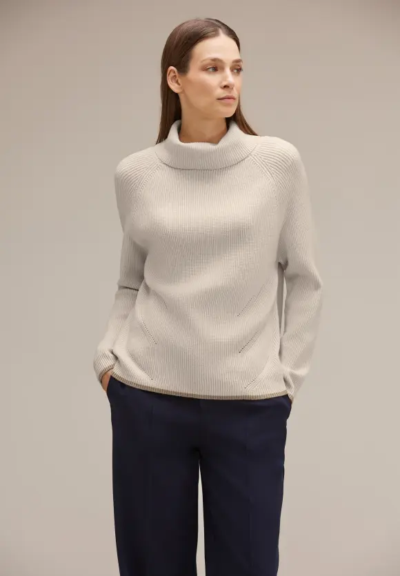 Rollkragenpullover - whisper cream melange