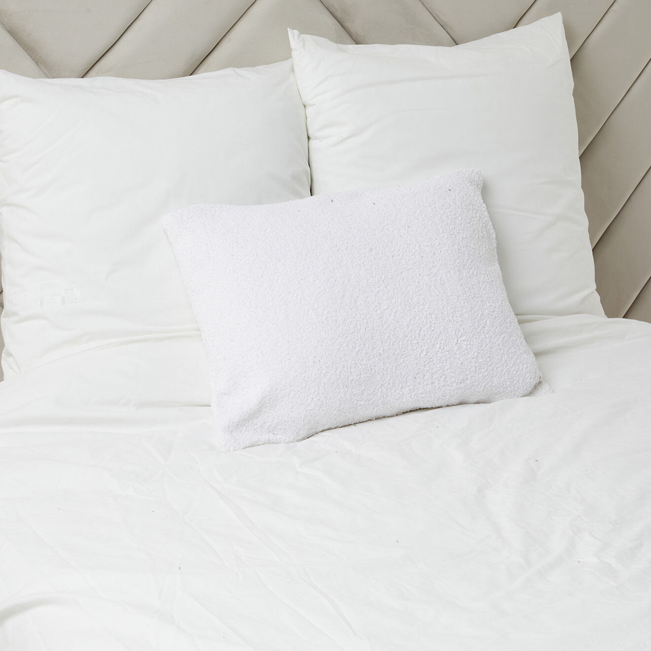 Haomy Housse de coussin bouclette Erode blanche - 40x60 cm