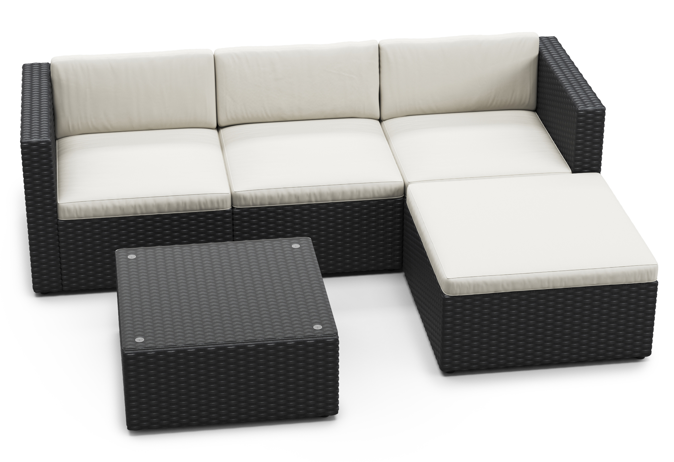 Rattanlounge MALIBU schwarz/beige