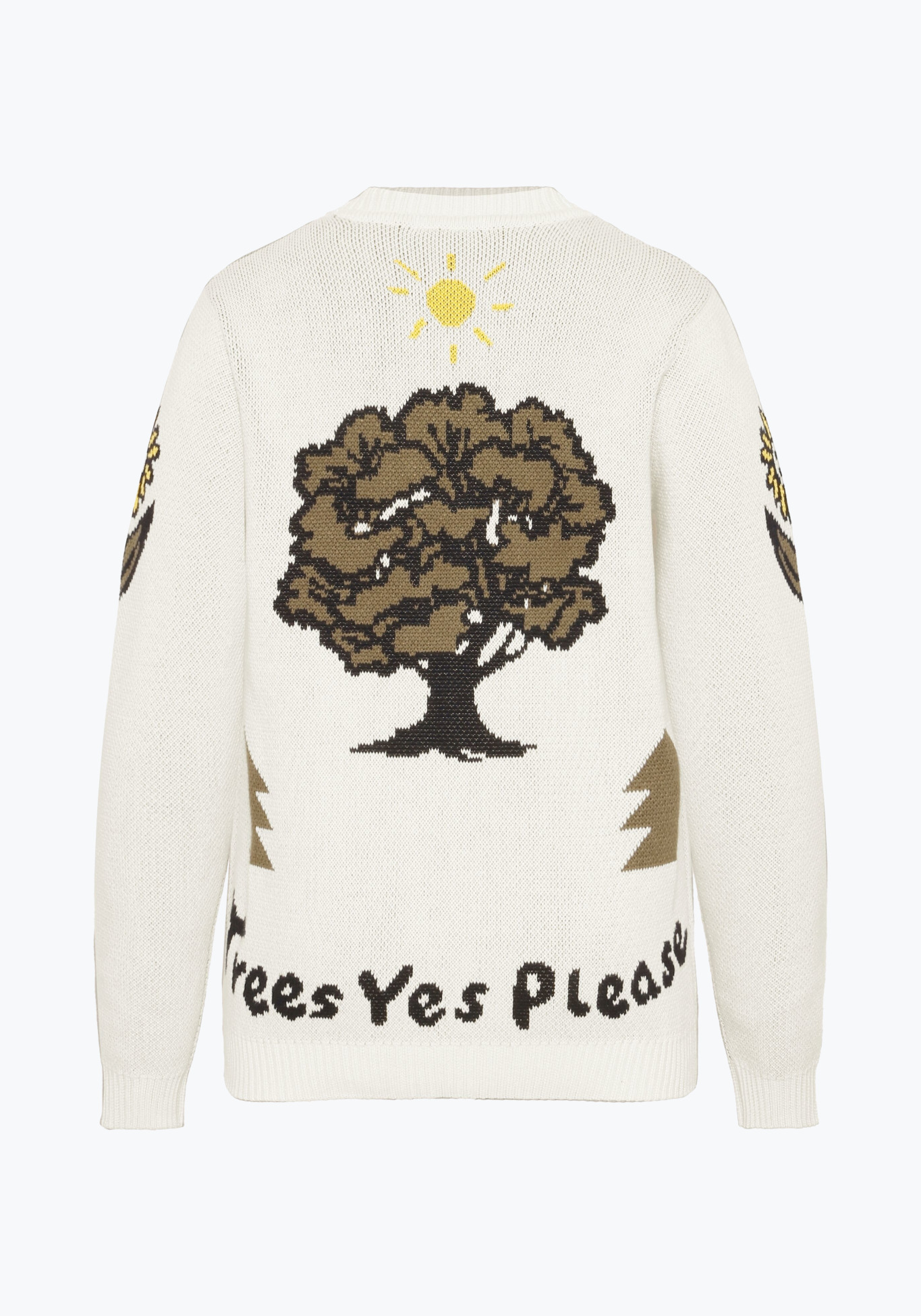 Knowledge Cotton Apparel Cardigan Jacquard Trees Yes Please Egret