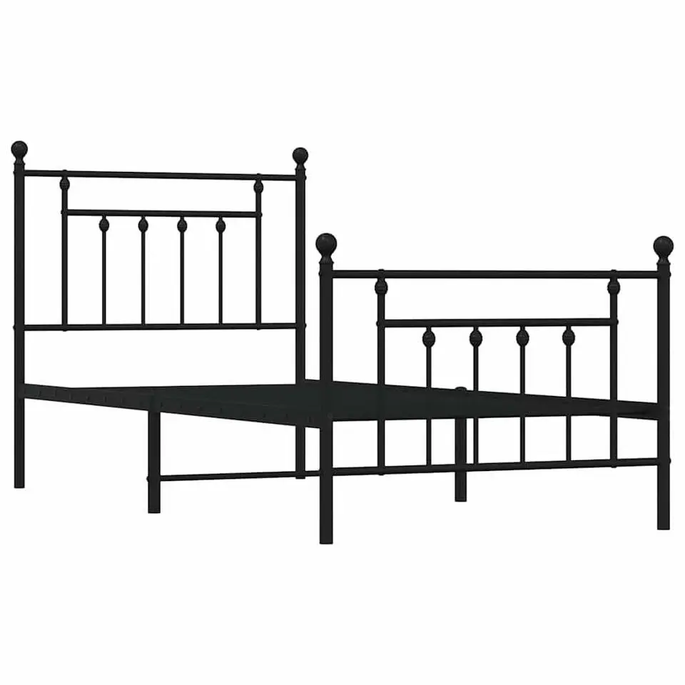 vidaXL - Bed frame met hoofd- en voeteneinde - Zwart - Metaal - 90x190 cm