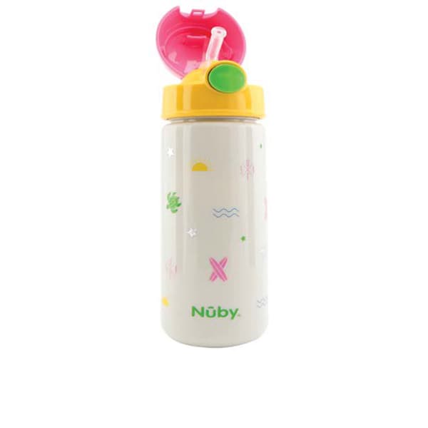 NÛBY MUG with button and soft straw #surf pink 540 ml 1 u