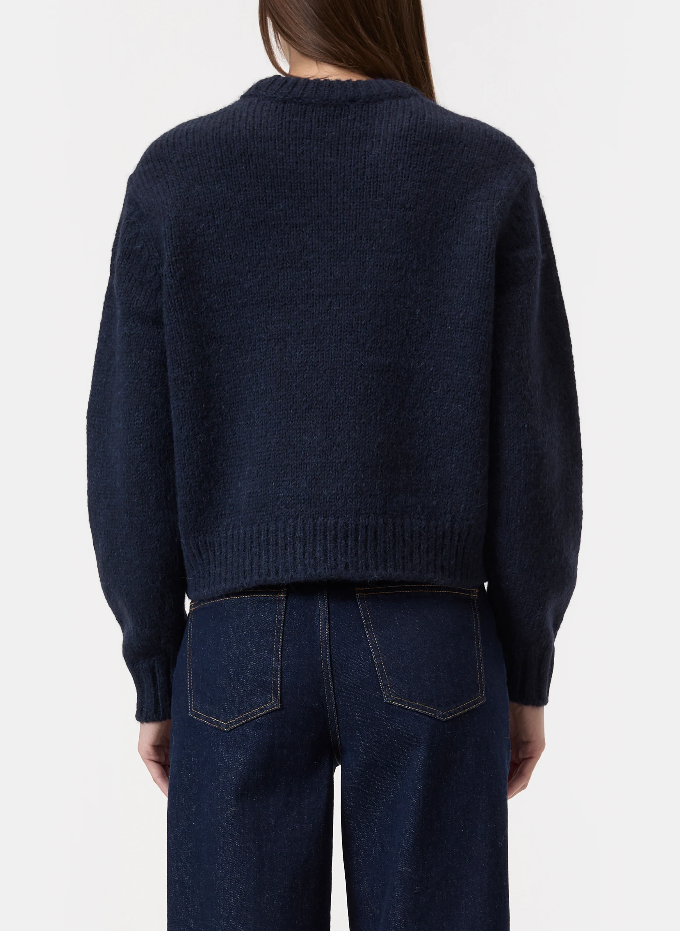 Pull col rond en laine mélangée | Bleu