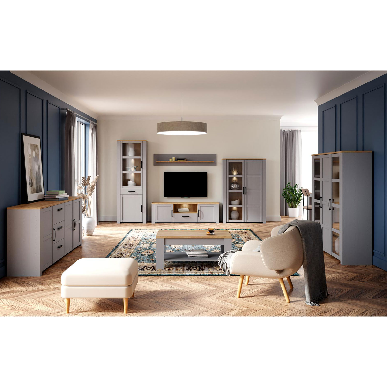 Sideboard - Eiche grau - Riviera Eiche - 221 cm breit