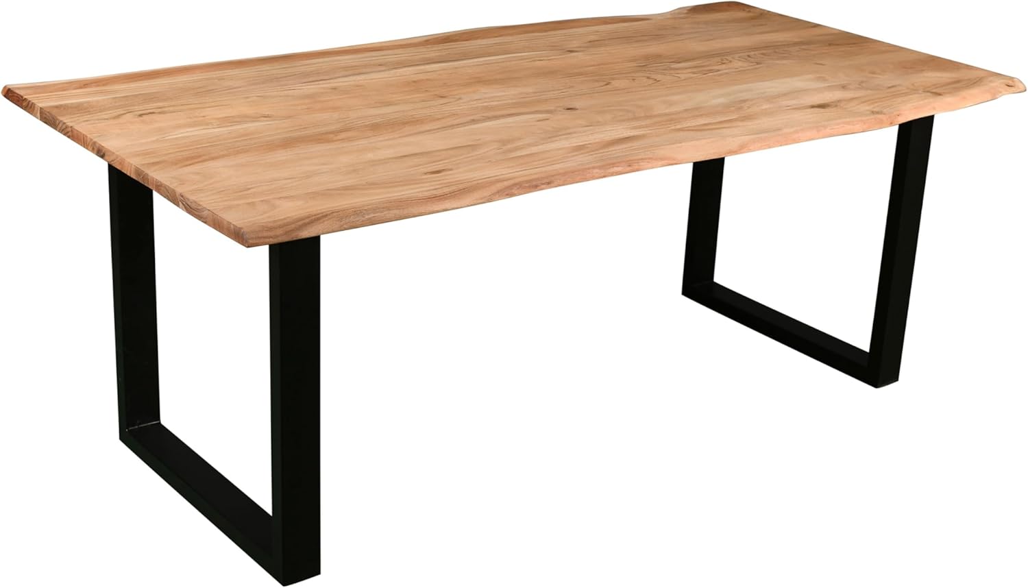SAM Esszimmertisch 200x100 cm Quinn, echte Baumkante, eichefarben, massiver Esstisch aus Akazienholz, Metallbeine Schwarz, Baumkantentisch