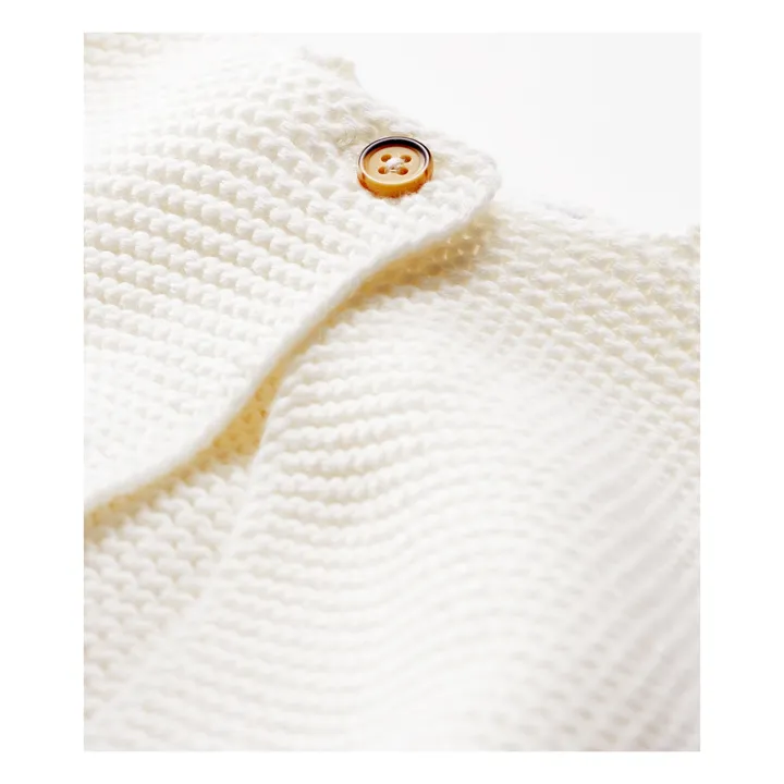 Petit Bateau Gilet Tricot Point Mousse Fabalero Coton Bio | Blanc