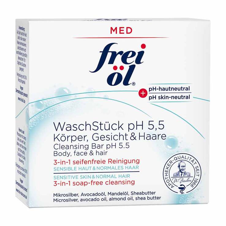 Frei Öl Waschstück pH 5,5 Körper Gesicht Haare, 90 g