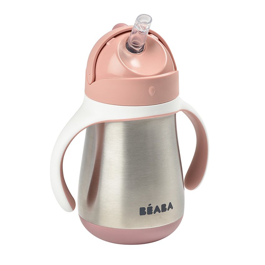 Tasse paille en inox 250 ml - Old Pink - Ecru