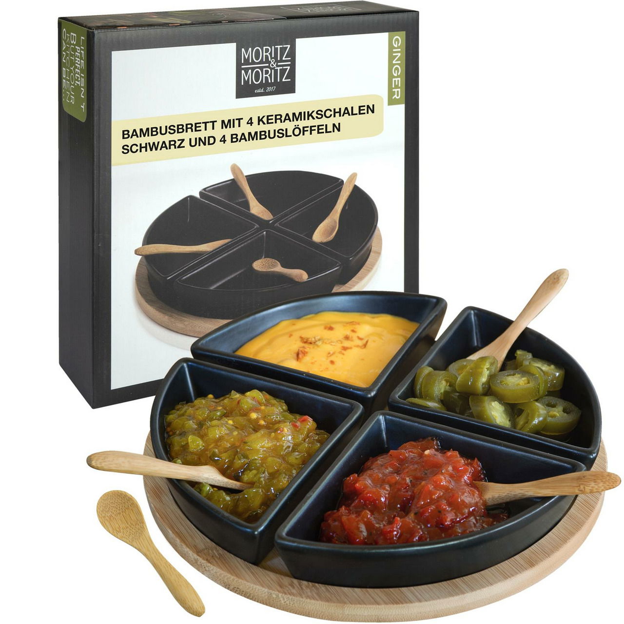 Moritz & Moritz Servierset Bambus mit 4 Schale GINGER