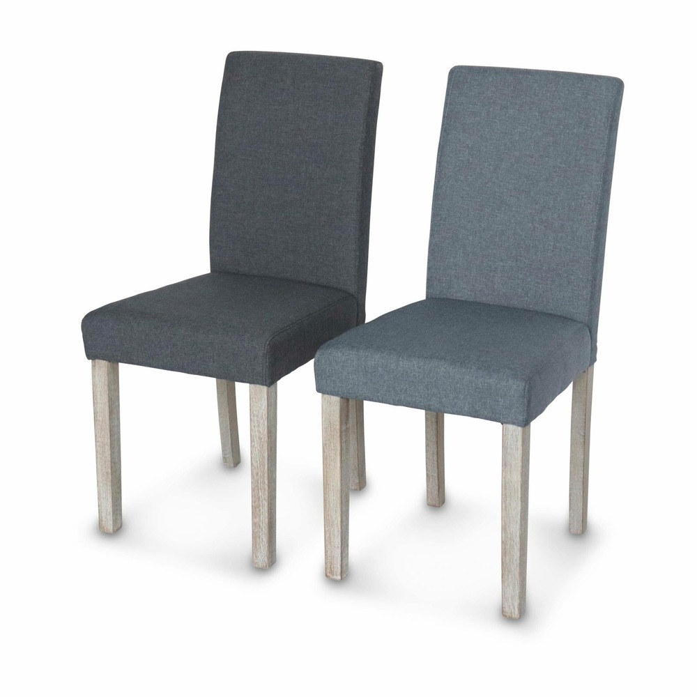 Lot de 4 chaises - rita - chaises en tissu. Pieds en bois cérusé. Gris clairs