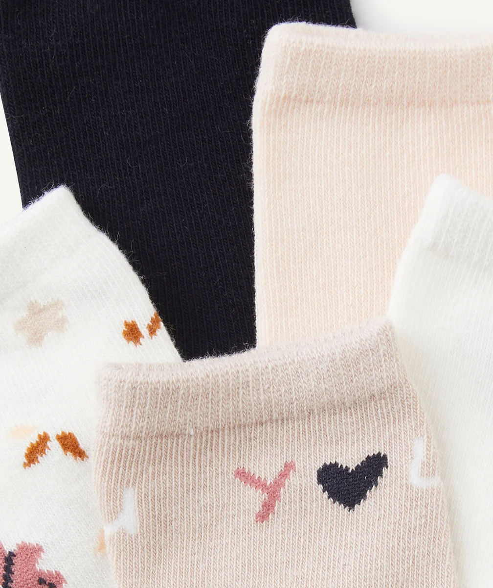 LOT DE 5 CHAUSSETTES FILLE PÂLE THÈME PAPILLONS