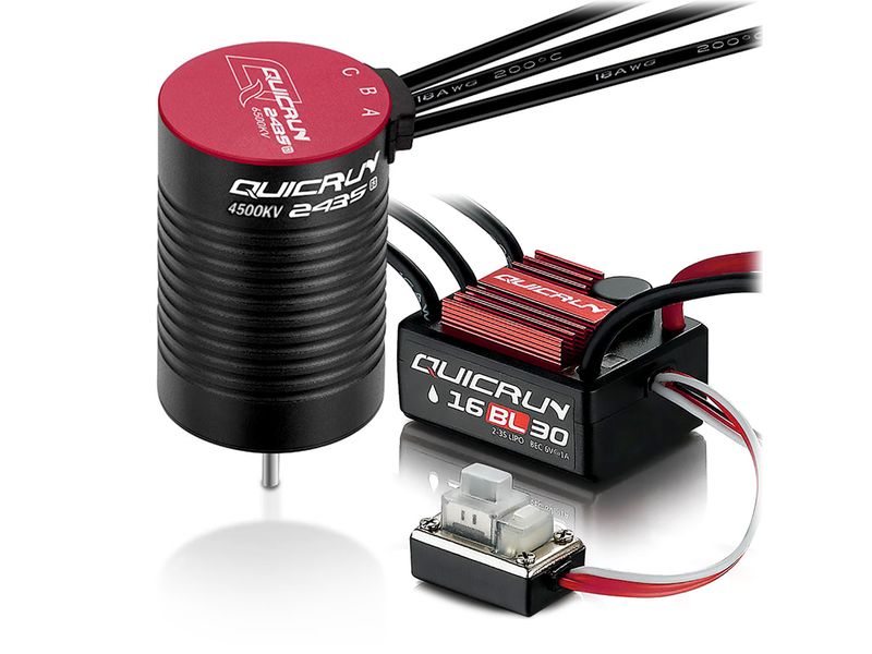 Hobbywing Brushless-Antriebsset WP16BL30 Combo 2435SL 4500K Brushless Sensorless Motor und ESC für RC-Fahrzeuge im Massstab 1:16 und 1:18