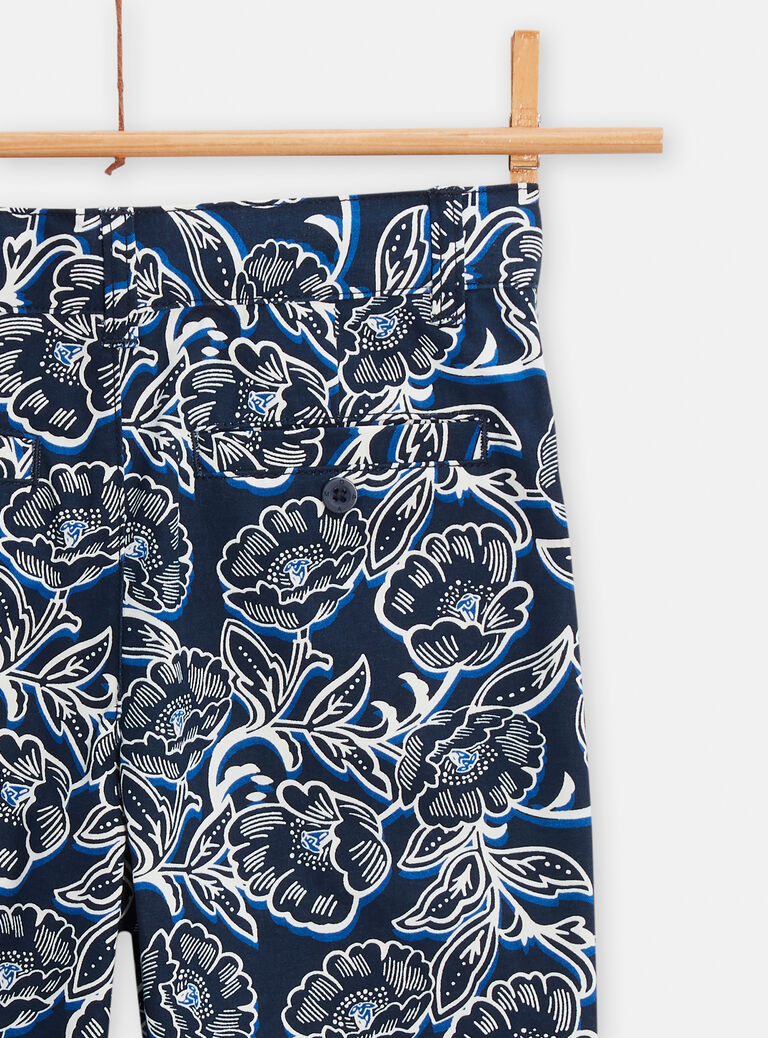 Bermuda bleu marine imprimé fleuri pour garçon