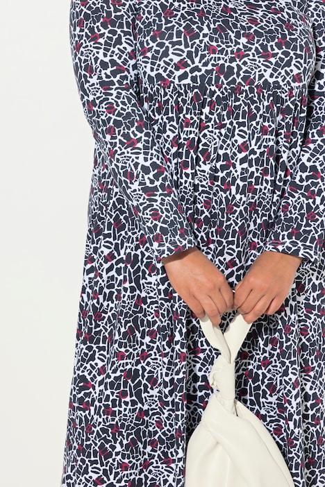 Jerseykleid, A-Linie, V-Ausschnitt, Langarm, Taschen