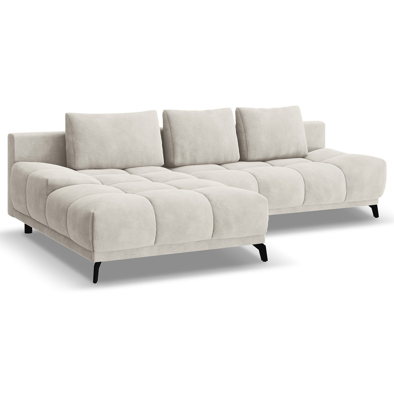 Windsor & Co Canapé d'angle Gauche Convertible avec Coffre Cirrus 5 Places beige clair - 290x182x90 cm