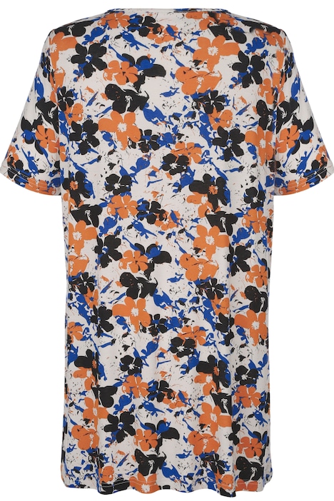 Longshirt, Blumenmuster, Halbarm