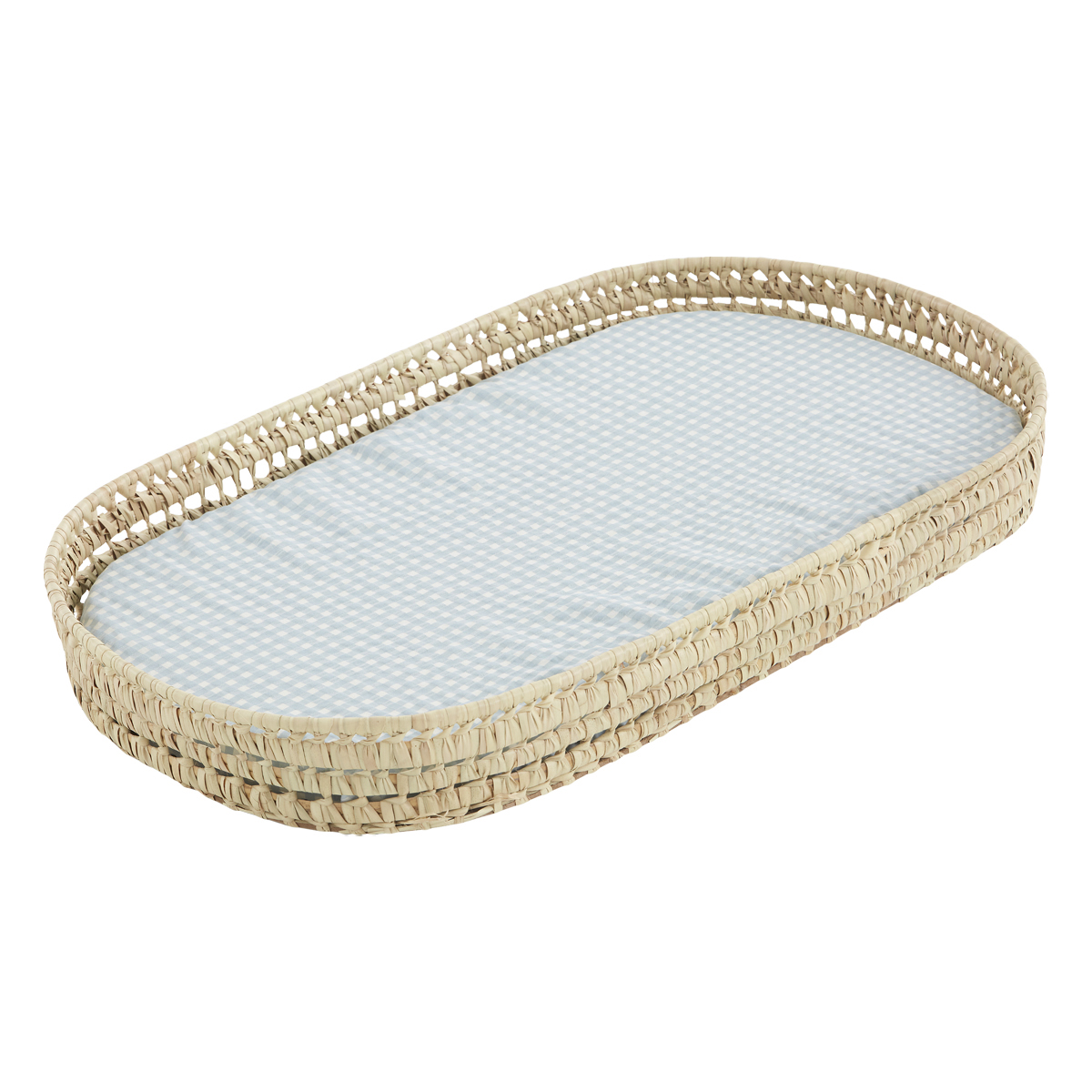 Cama EliteLounge com estampa de palmeiras + colchão impermeável + capa de colchão Vichy de eucalipto