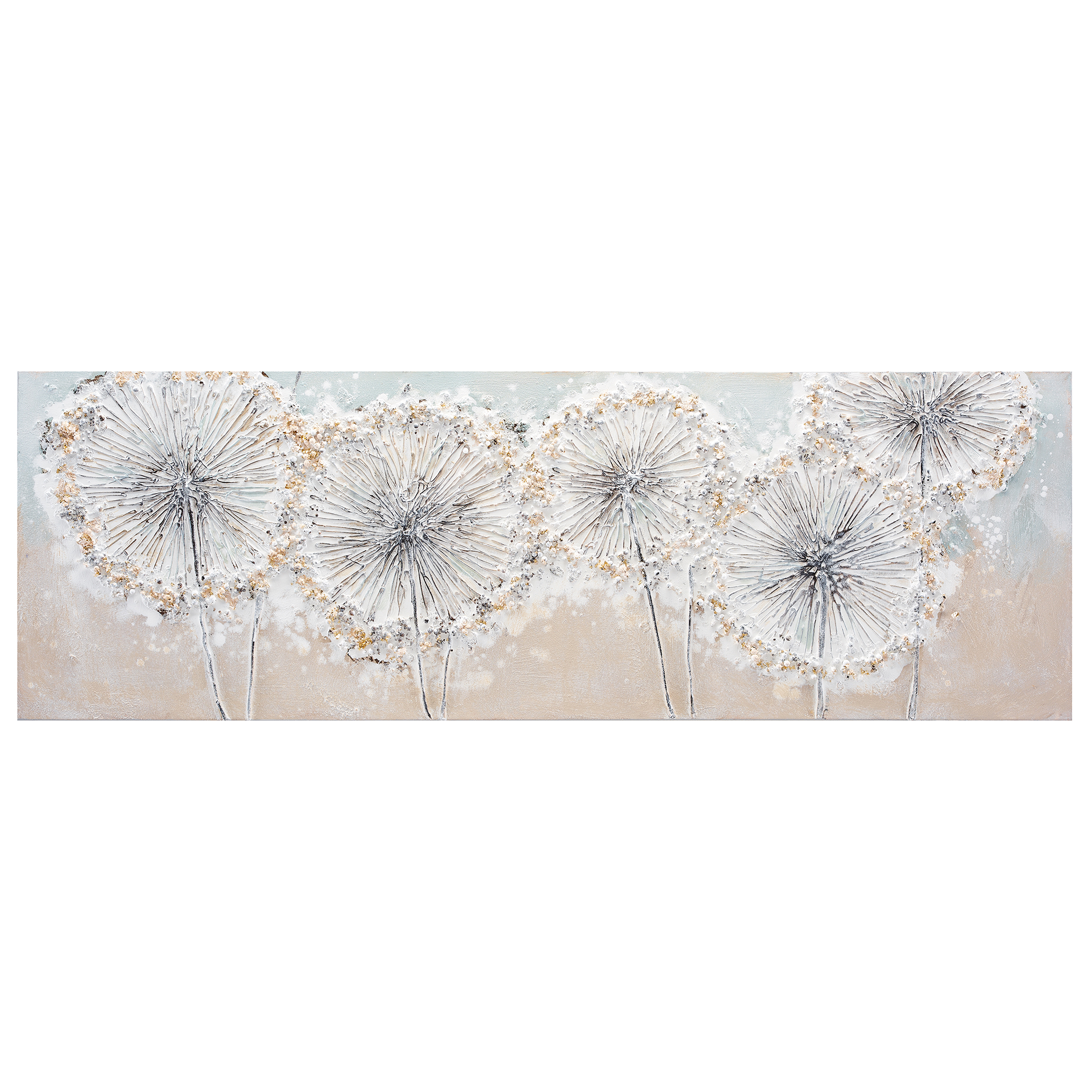 Ölgemälde BLUMEN - beige-weiß - 120x40 cm