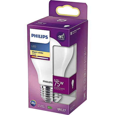 Phillips LED pære 75W - varmt hvidt lys
