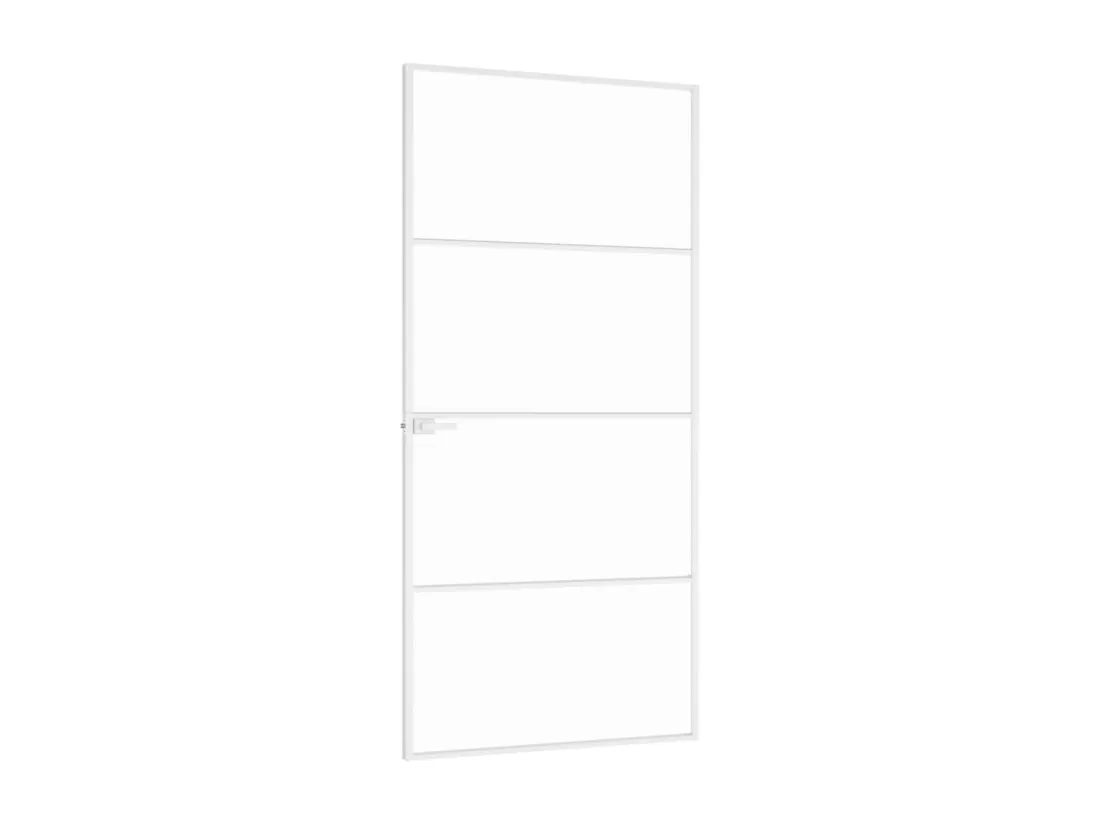 Porte d'intérieur Blanc 93x201,5 cm Trempé verre aluminium fin