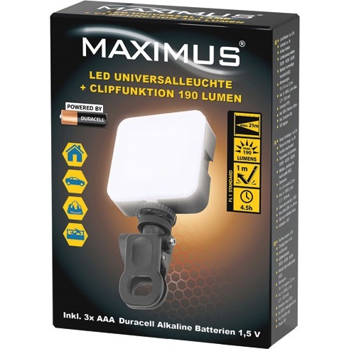 Lampe LED universelle - fonction clip - 6000 K - 300 lm - blanc/noir