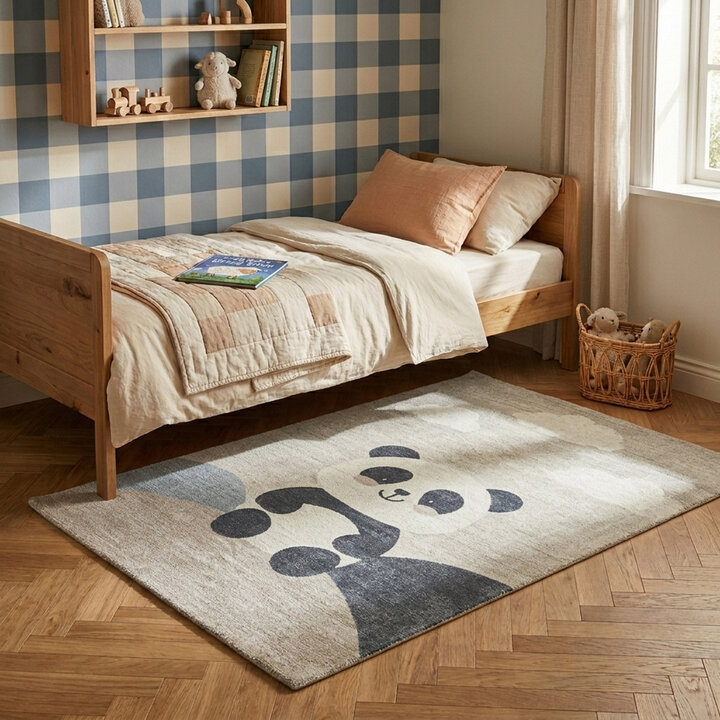Kinderkamer vloerkleed - Balou Panda Zwart/Wit | Speels & Duurzaam