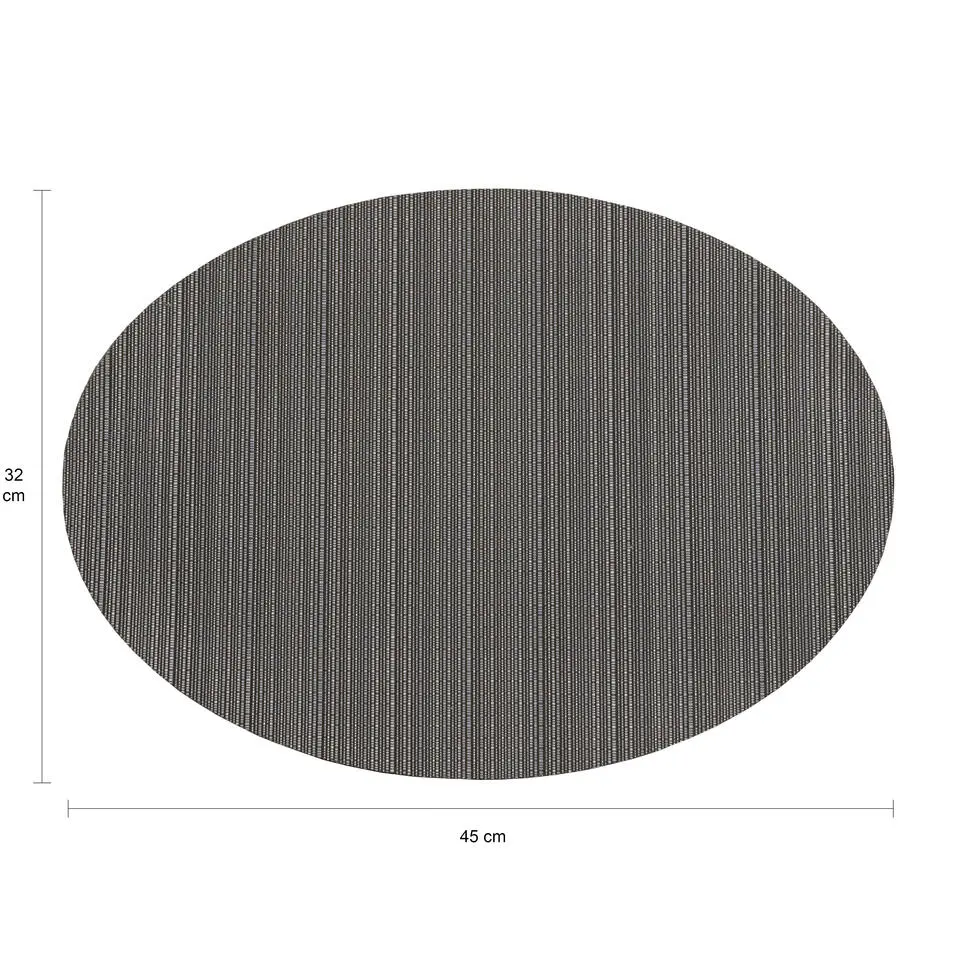 QUVIO Placemat ovaal - 32 x 45 cm - Grijs/bruin - Set van 6